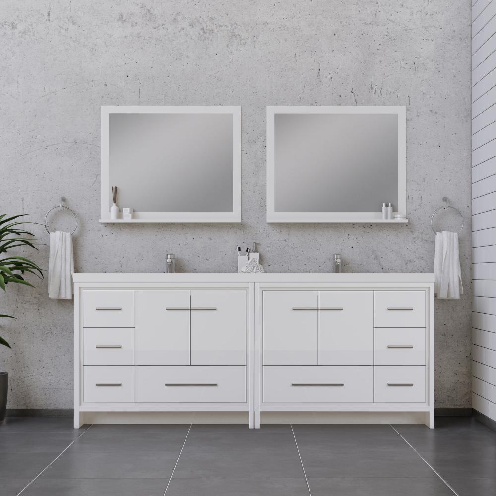 Sortino 84" Modern Bathroom Vanity in White. Picture 2
