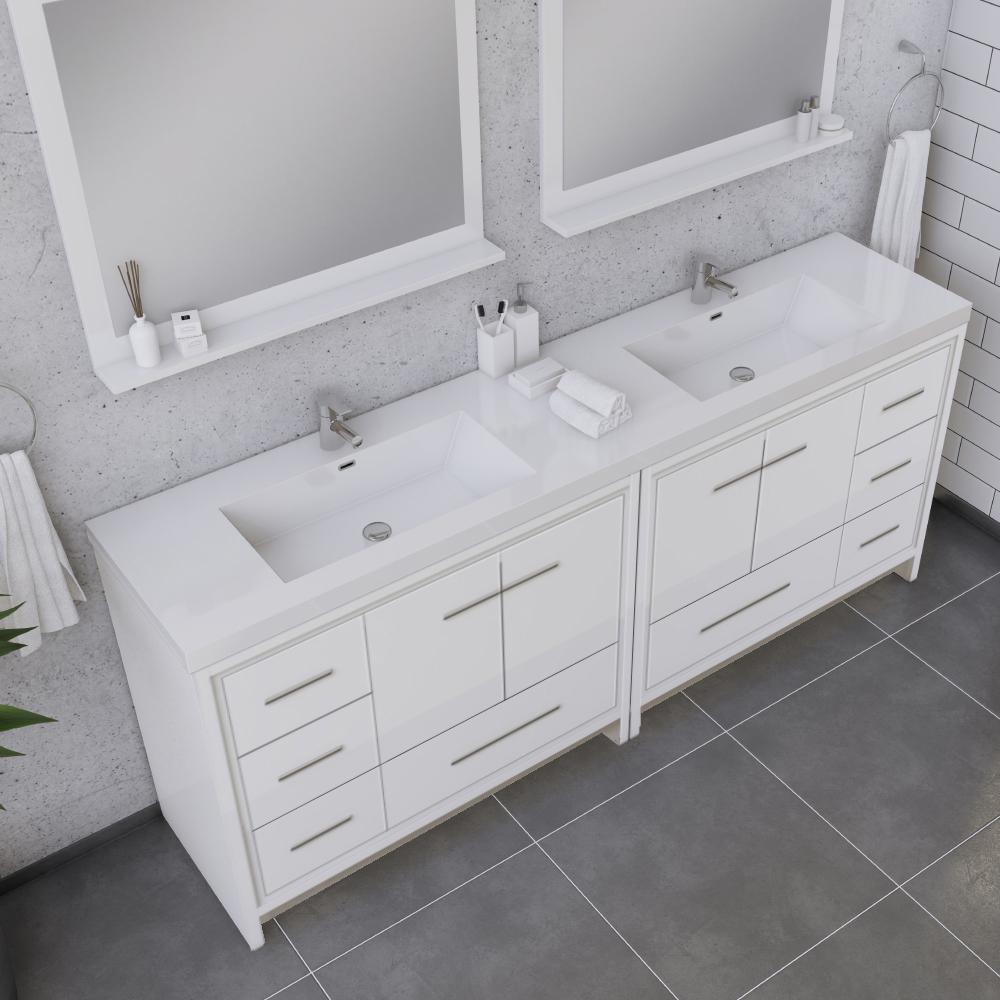Sortino 84" Modern Bathroom Vanity in White. Picture 3