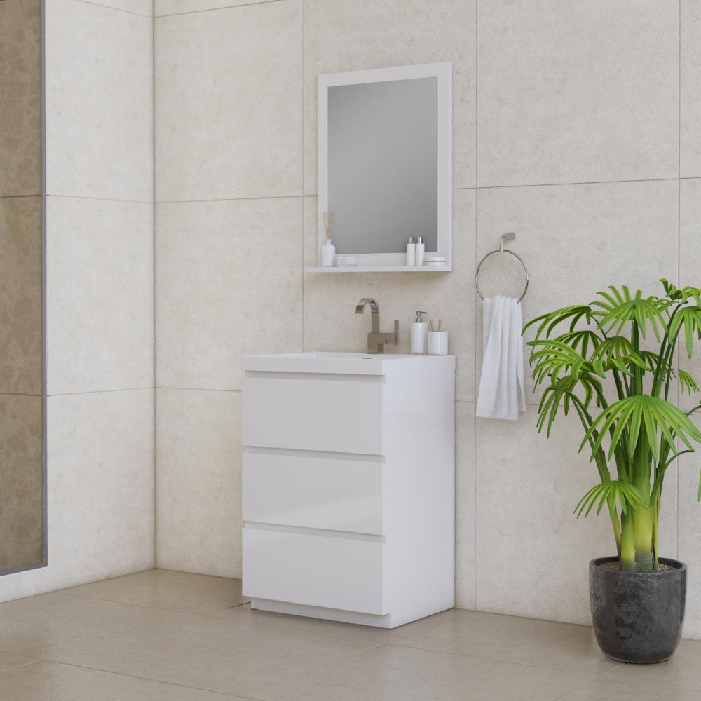 Paterno 24" Modern Freestanding Bathroom Vanity in White. Picture 2