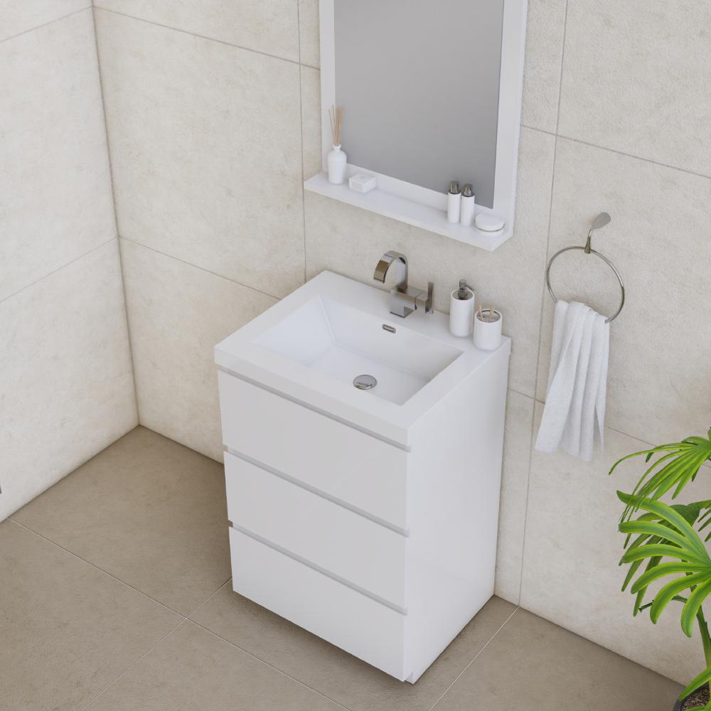 Paterno 24" Modern Freestanding Bathroom Vanity in White. Picture 5