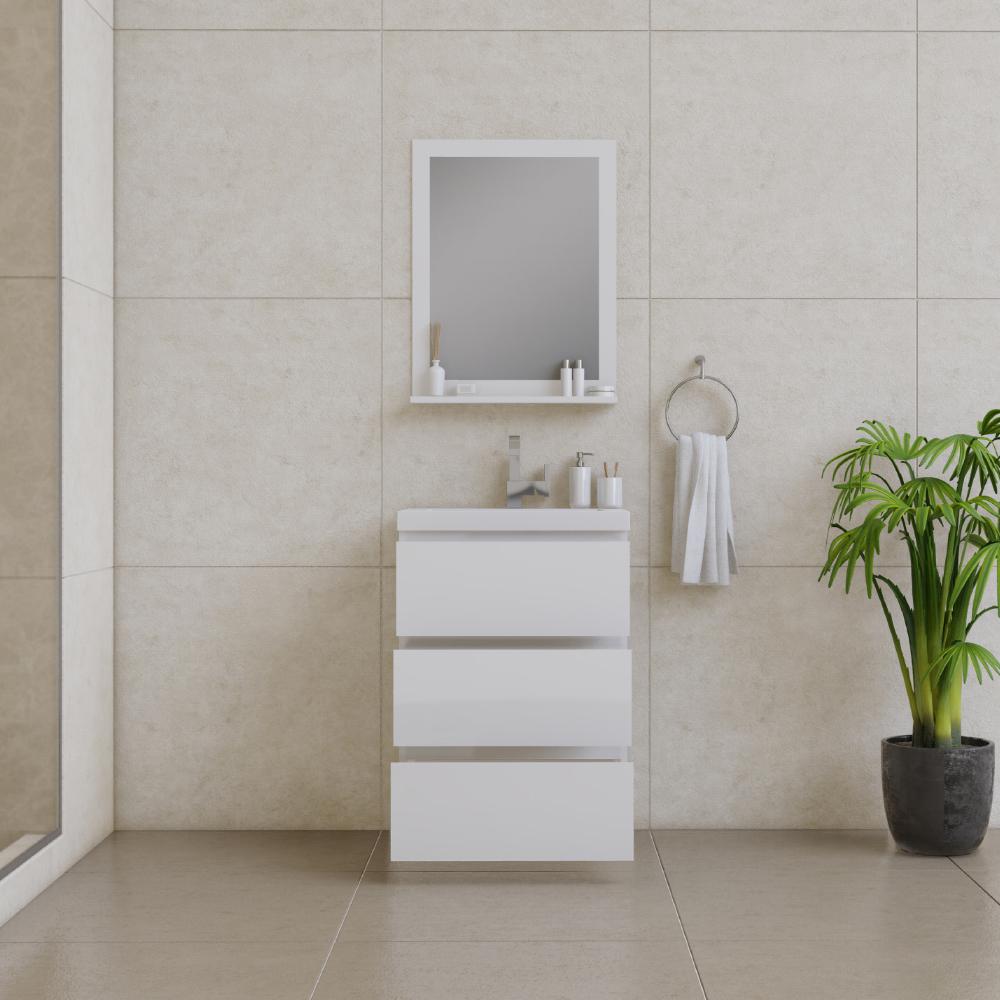 Paterno 24" Modern Freestanding Bathroom Vanity in White. Picture 4