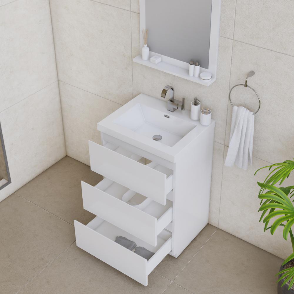 Paterno 24" Modern Freestanding Bathroom Vanity in White. Picture 3