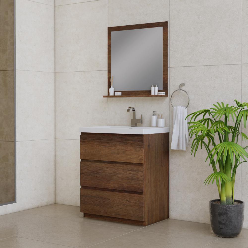 Paterno 30" Modern Freestanding Bathroom Vanity in Rosewood. Picture 2