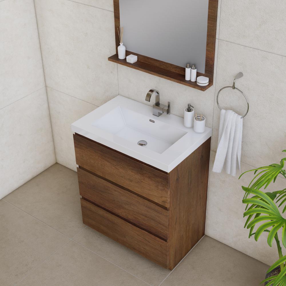 Paterno 30" Modern Freestanding Bathroom Vanity in Rosewood. Picture 5