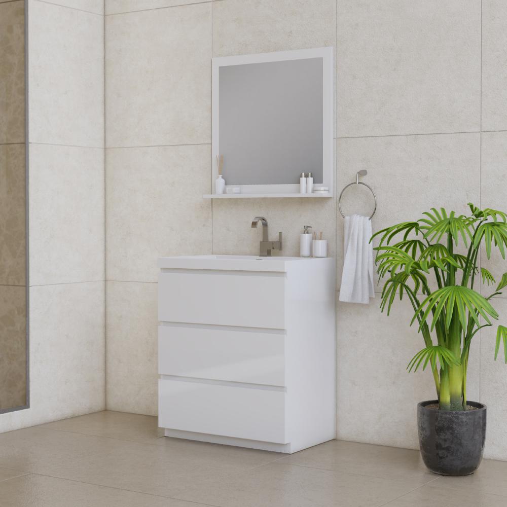 Paterno 30" Modern Freestanding Bathroom Vanity in White. Picture 2