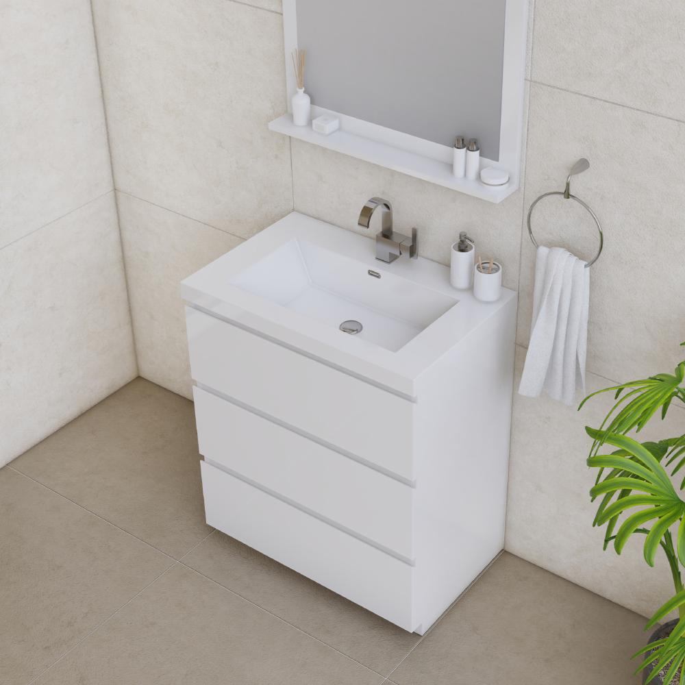 Paterno 30" Modern Freestanding Bathroom Vanity in White. Picture 5