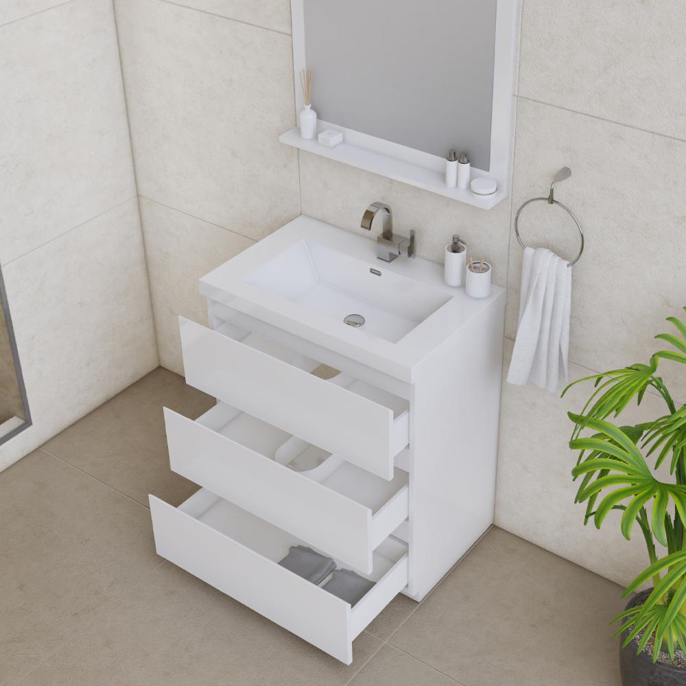 Paterno 30" Modern Freestanding Bathroom Vanity in White. Picture 3