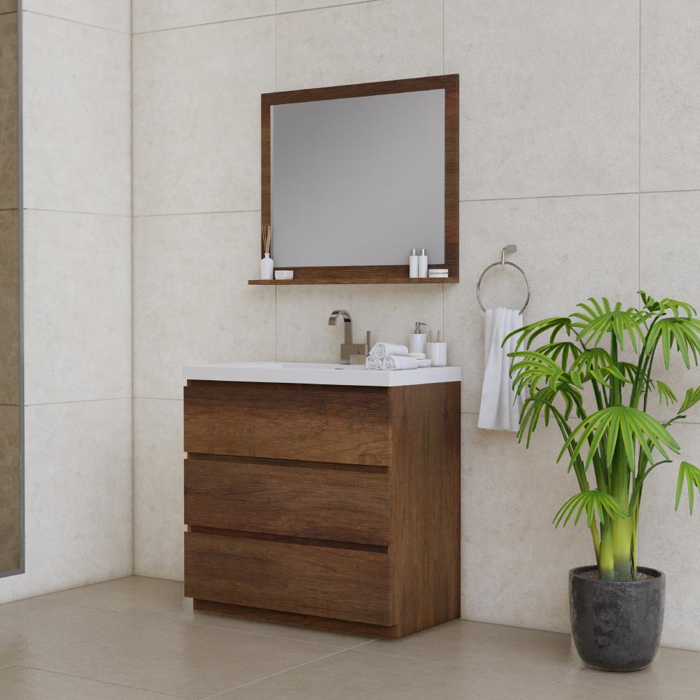Paterno 36" Modern Freestanding Bathroom Vanity in Rosewood. Picture 2