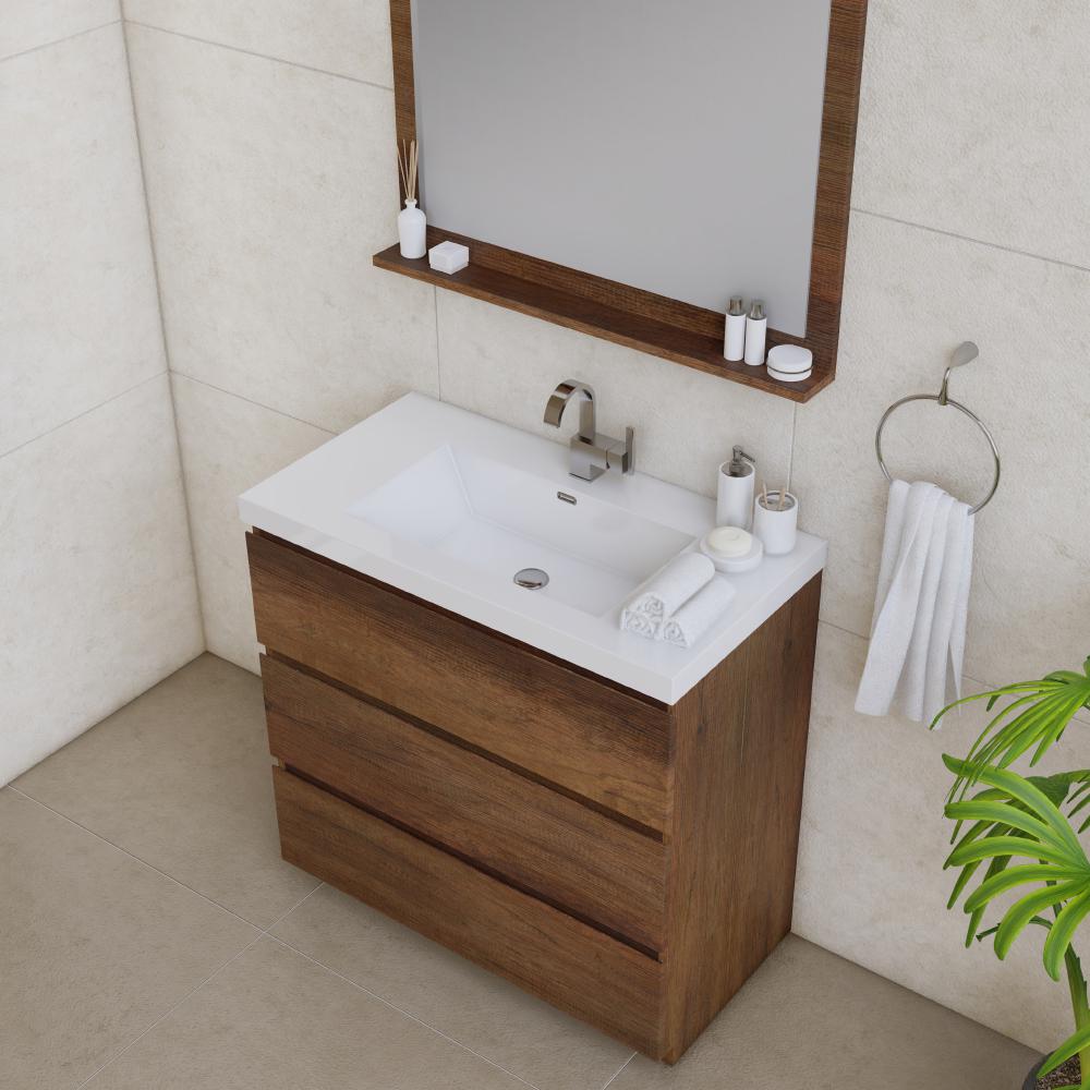 Paterno 36" Modern Freestanding Bathroom Vanity in Rosewood. Picture 5