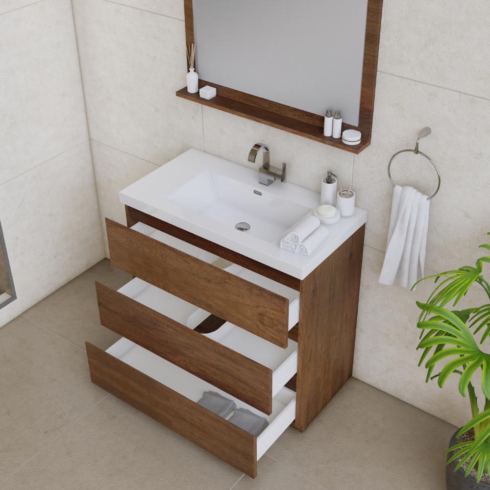 Paterno 36" Modern Freestanding Bathroom Vanity in Rosewood. Picture 3