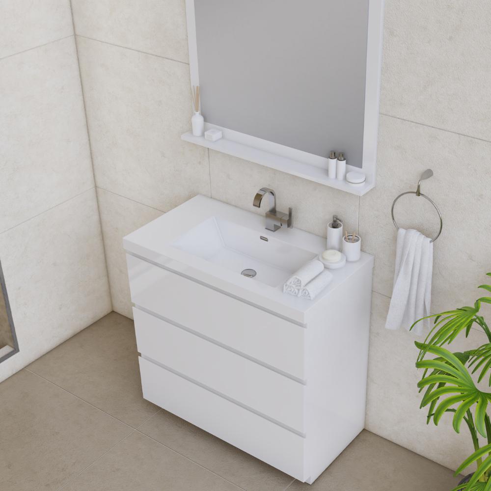 Paterno 36" Modern Freestanding Bathroom Vanity in White. Picture 3
