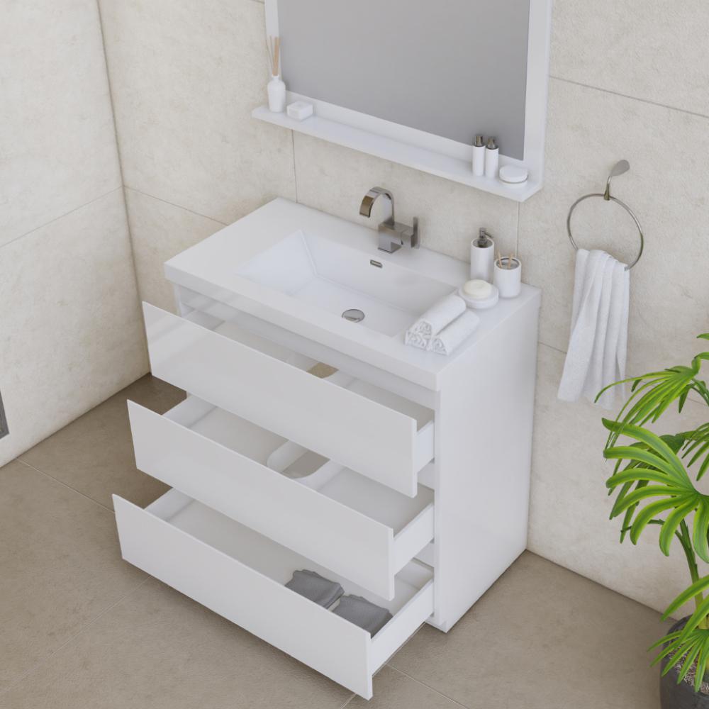 Paterno 36" Modern Freestanding Bathroom Vanity in White. Picture 5
