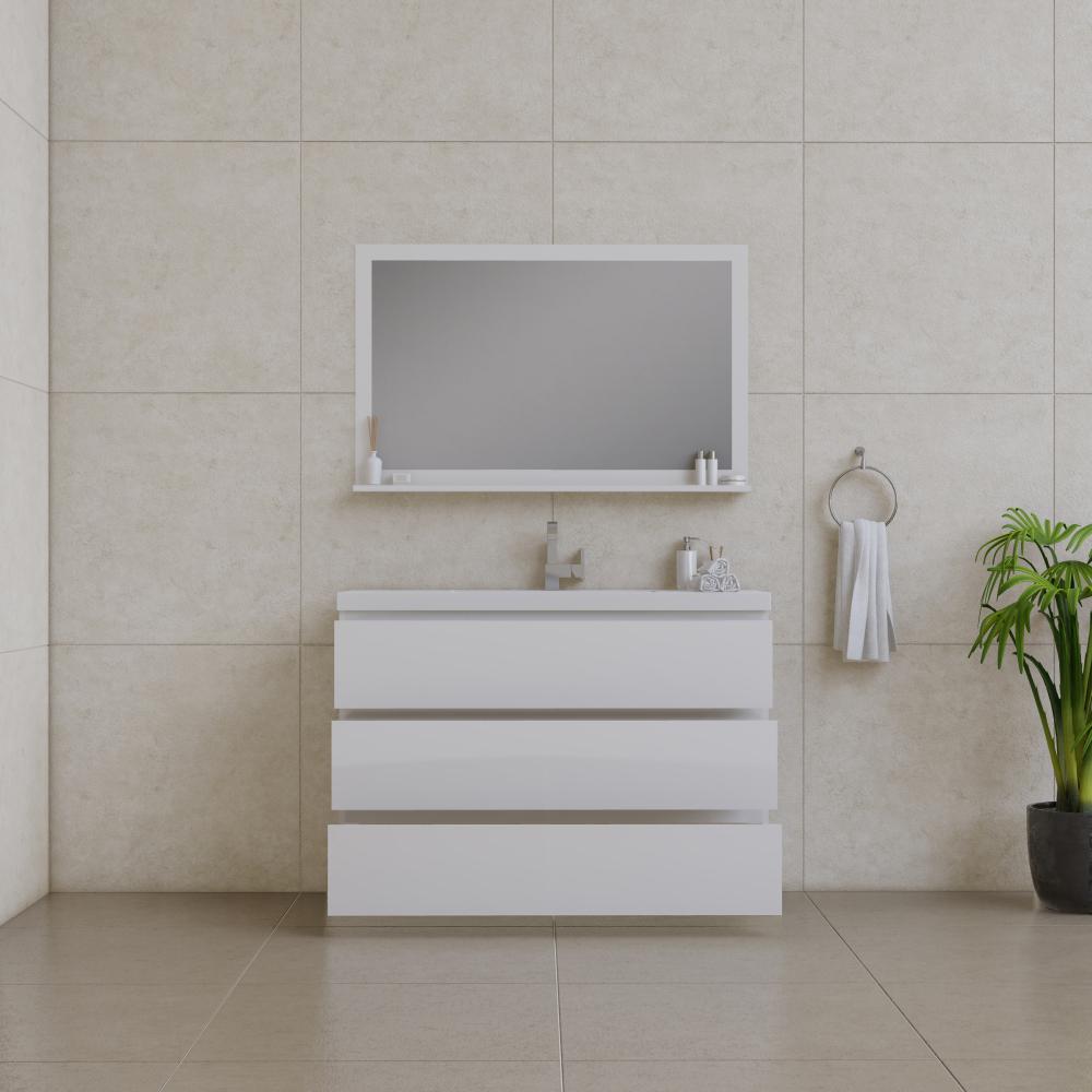 Paterno 42" Modern Freestanding Bathroom Vanity in White. Picture 5