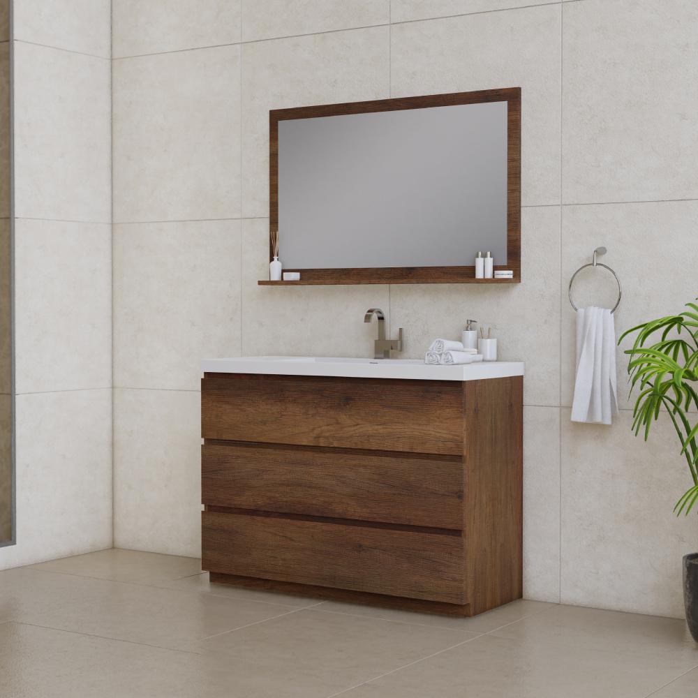 Paterno 48" Modern Freestanding Bathroom Vanity in Rosewood. Picture 1