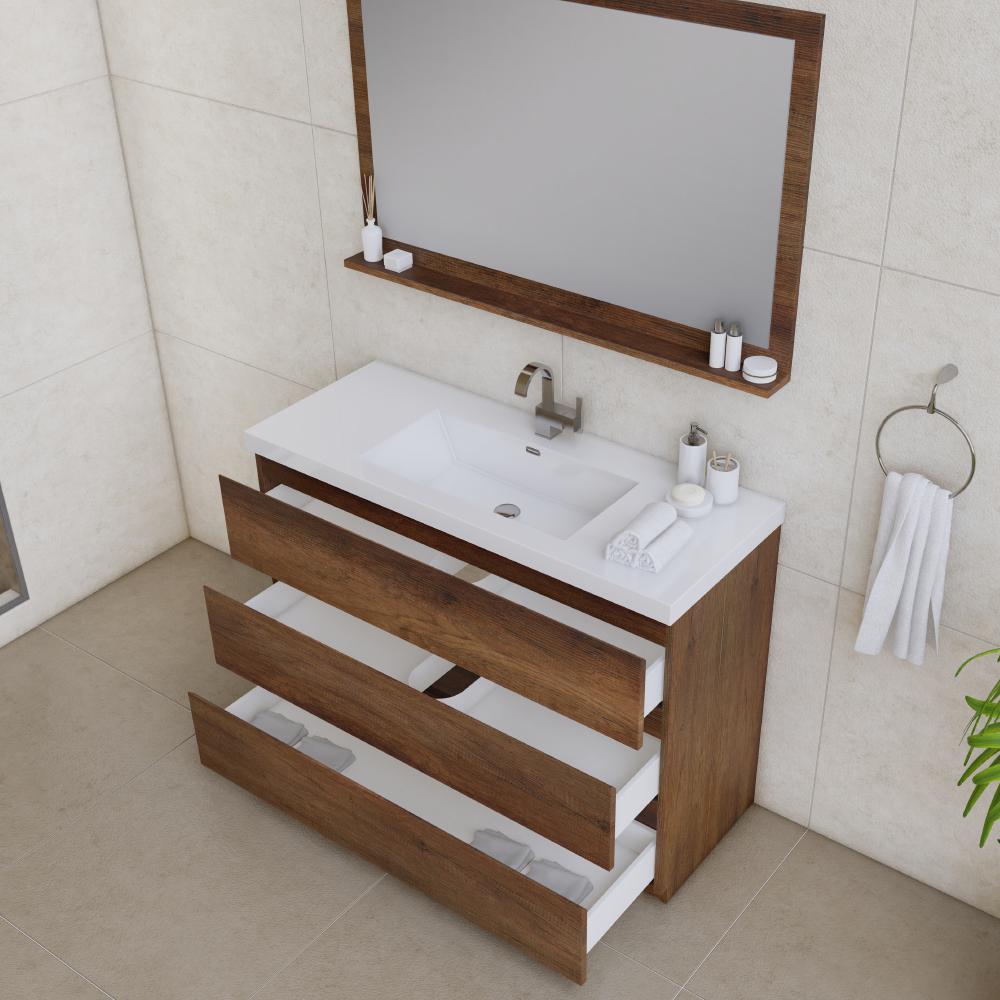 Paterno 48" Modern Freestanding Bathroom Vanity in Rosewood. Picture 3