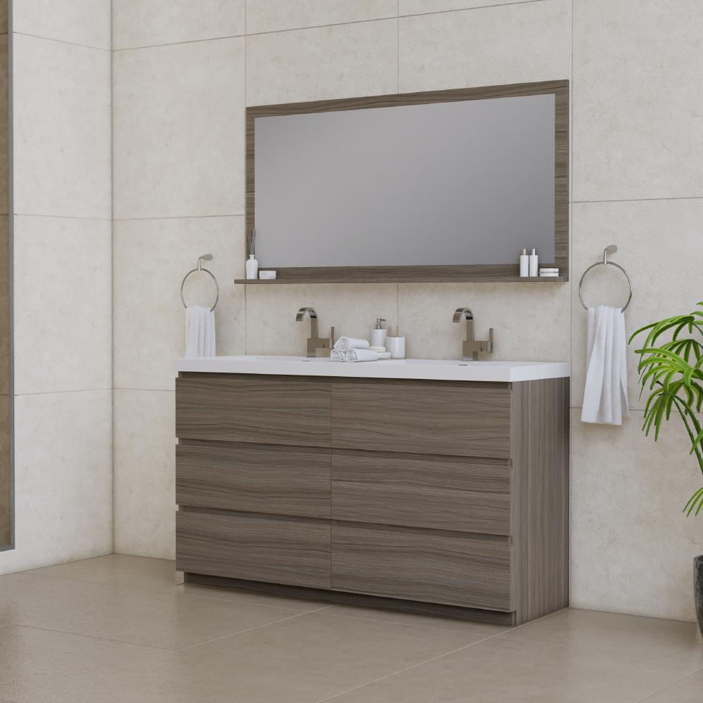 Paterno 60" Double Modern Freestanding Bathroom Vanity in Gray. Picture 2