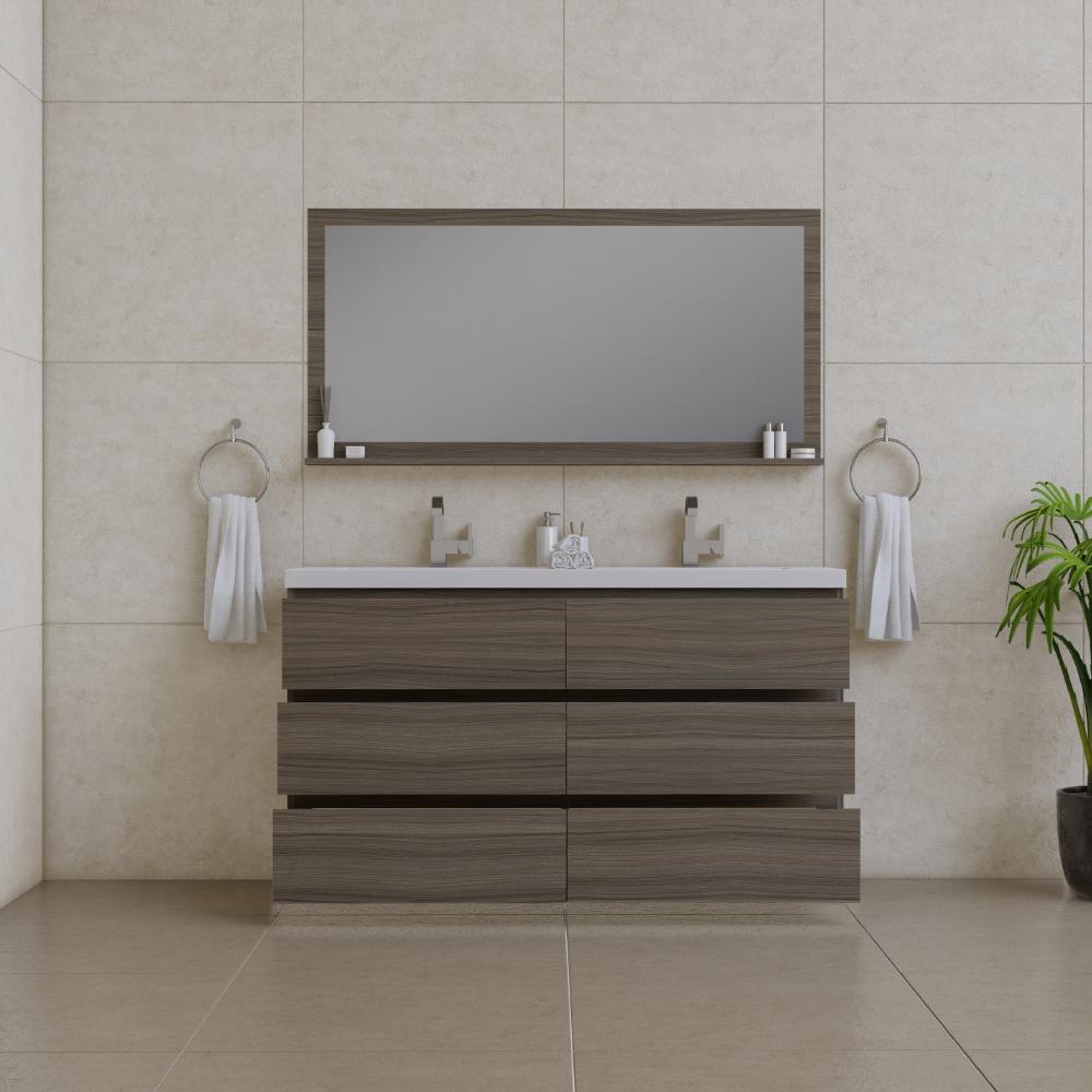 Paterno 60" Double Modern Freestanding Bathroom Vanity in Gray. Picture 4