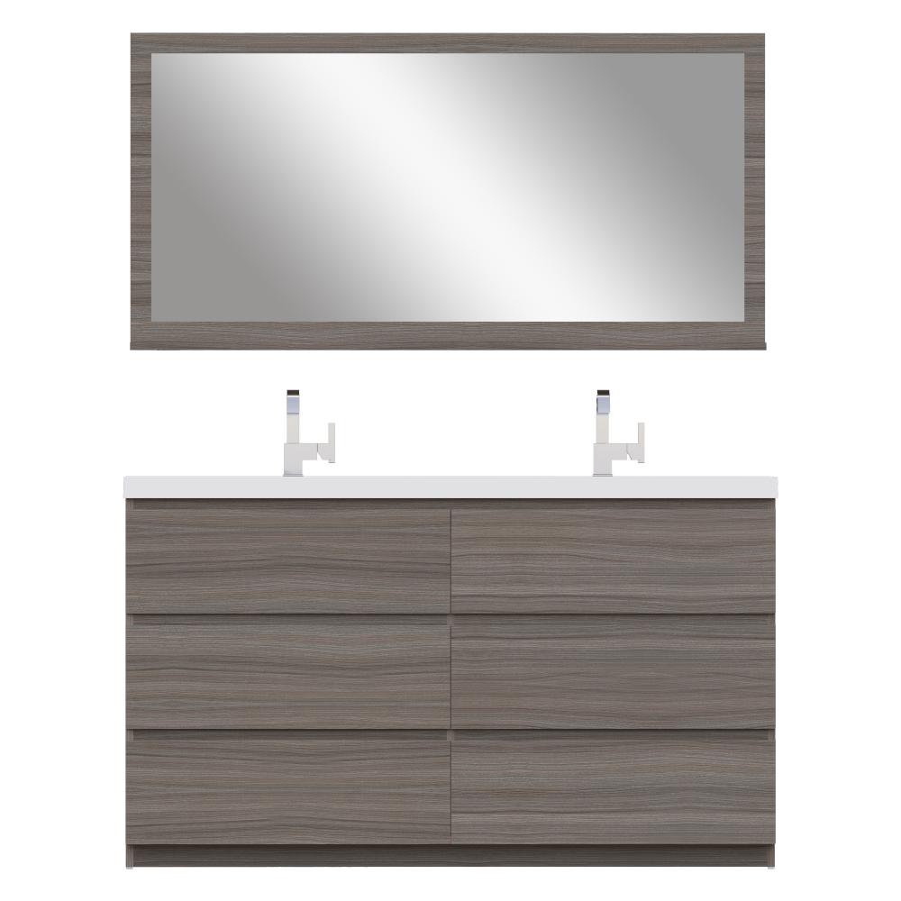 Paterno 60" Double Modern Freestanding Bathroom Vanity in Gray. Picture 6