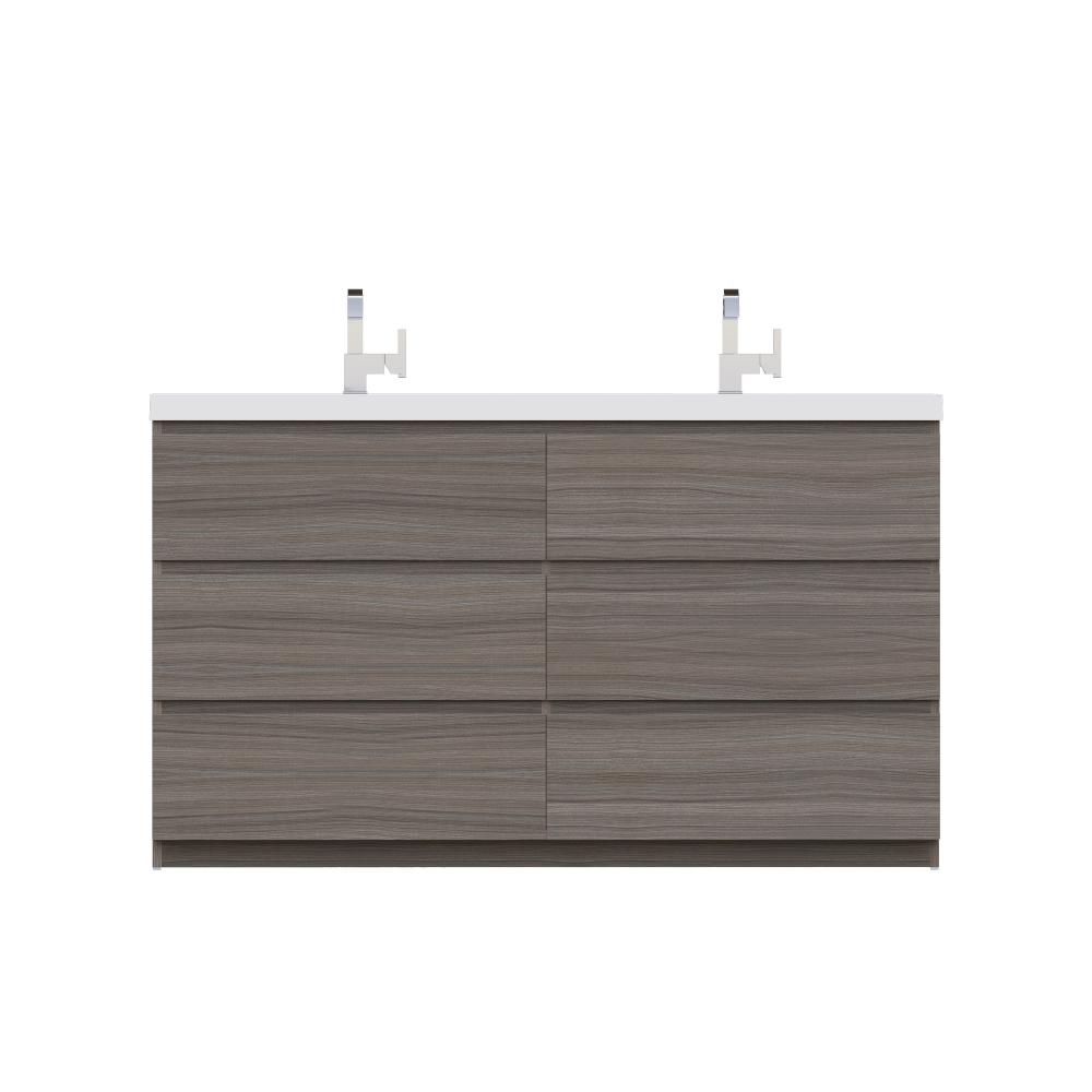 Paterno 60" Double Modern Freestanding Bathroom Vanity in Gray. Picture 1