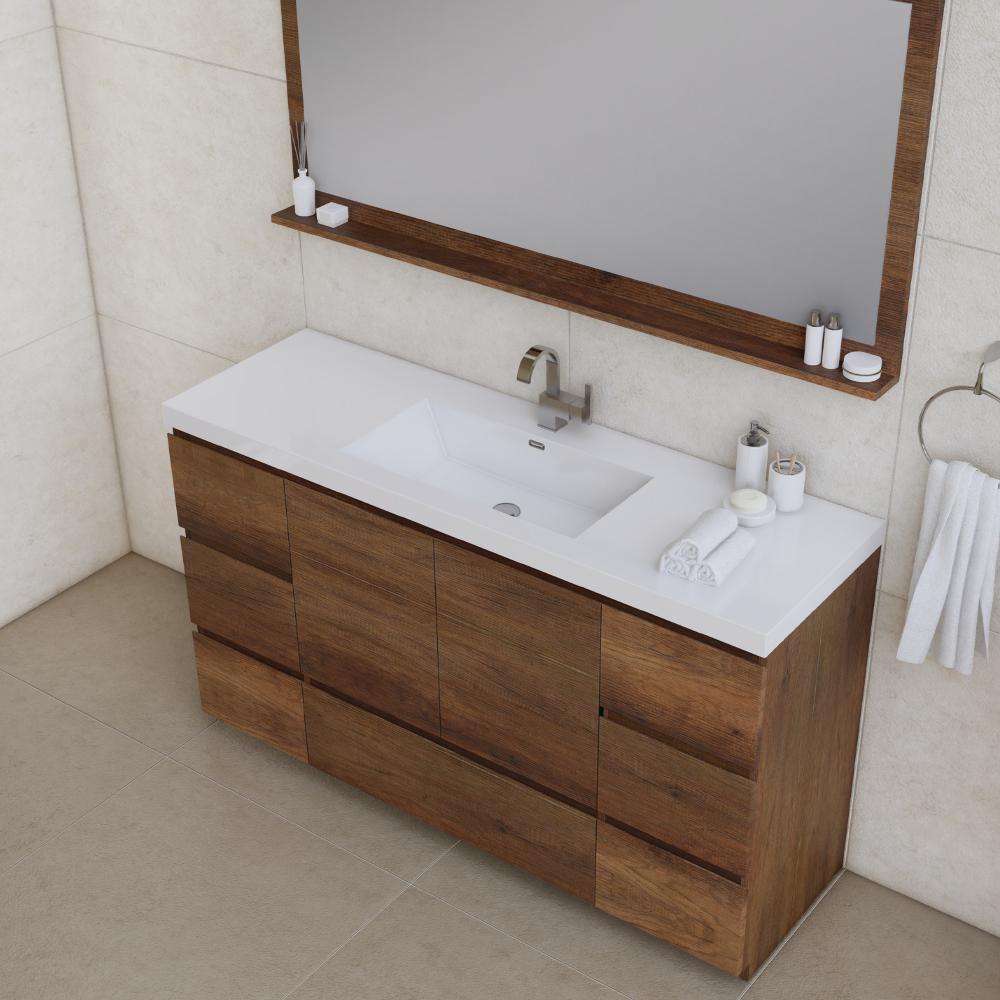 Paterno 60" Single Modern Freestanding Bathroom Vanity in Rosewood. Picture 5