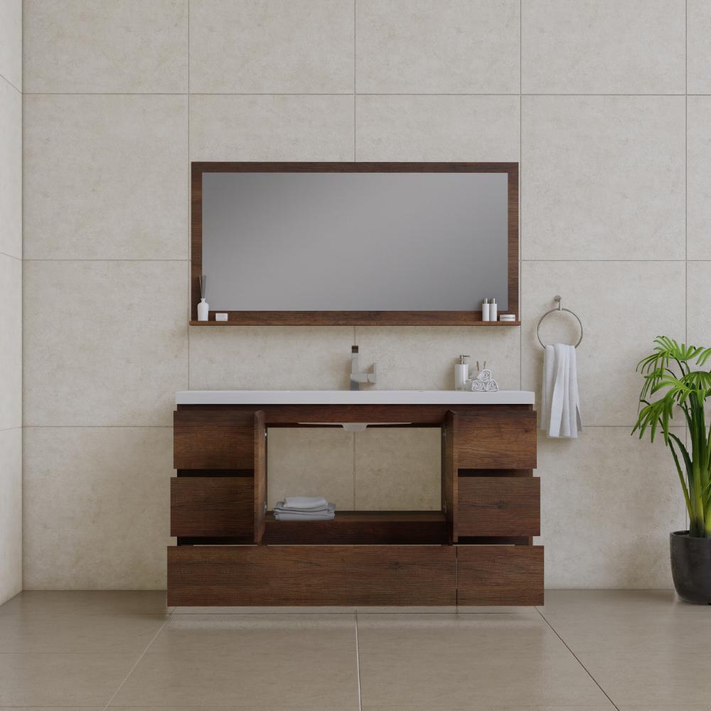 Paterno 60" Single Modern Freestanding Bathroom Vanity in Rosewood. Picture 4