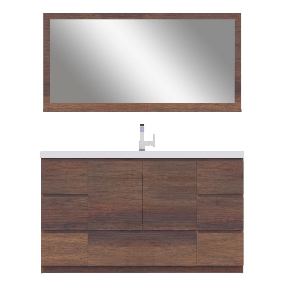 Paterno 60" Single Modern Freestanding Bathroom Vanity in Rosewood. Picture 1