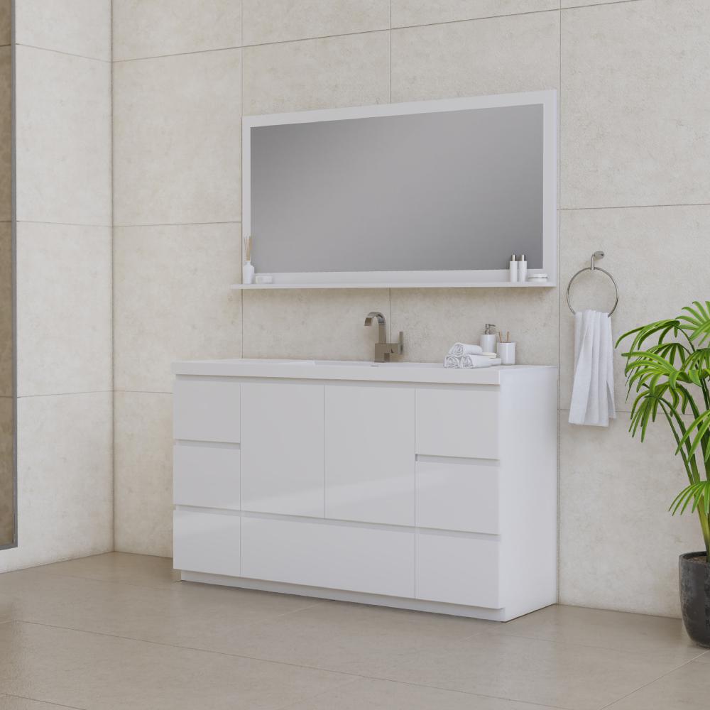 Paterno 60" Single Modern Freestanding Bathroom Vanity in White. Picture 2
