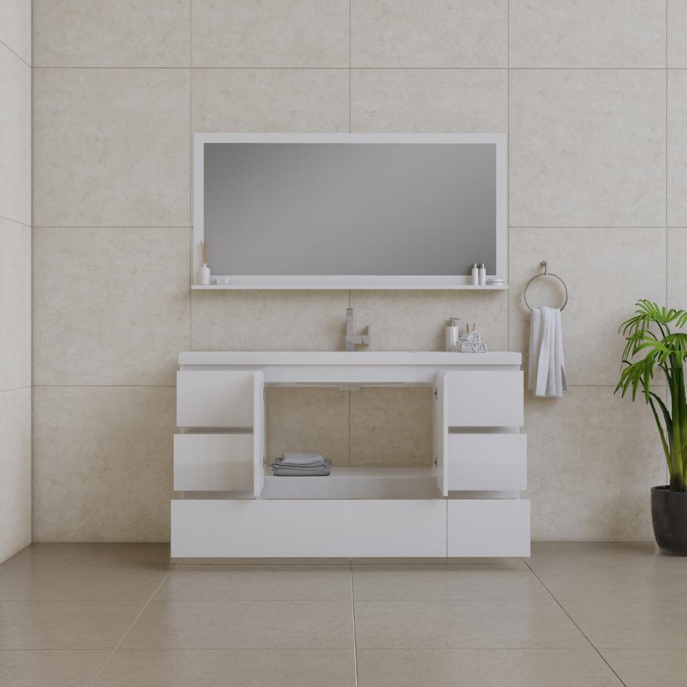 Paterno 60" Single Modern Freestanding Bathroom Vanity in White. Picture 4