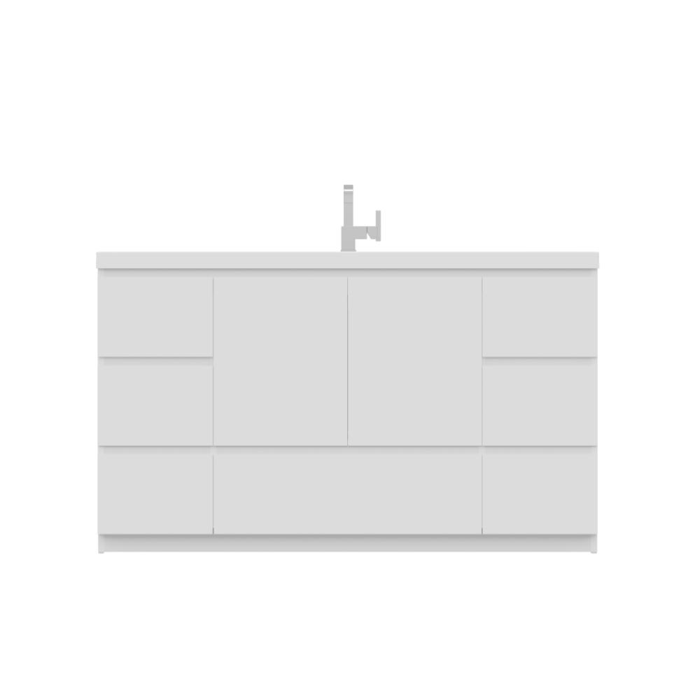 Paterno 60" Single Modern Freestanding Bathroom Vanity in White. Picture 6