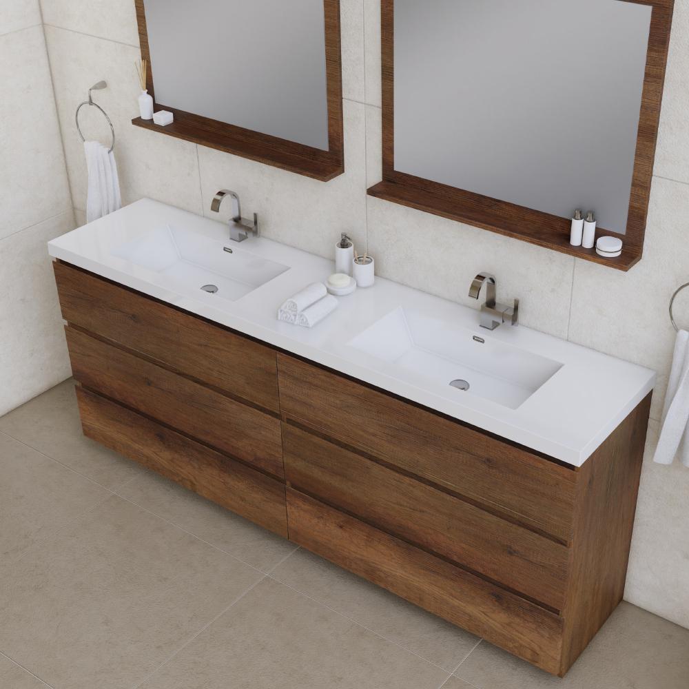 Paterno 84" Modern Freestanding Bathroom Vanity in Rosewood. Picture 3