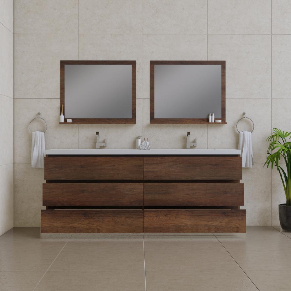 Paterno 84" Modern Freestanding Bathroom Vanity in Rosewood. Picture 4