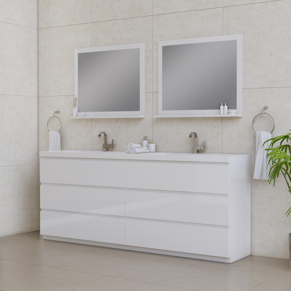 Paterno 84" Modern Freestanding Bathroom Vanity in White. Picture 2