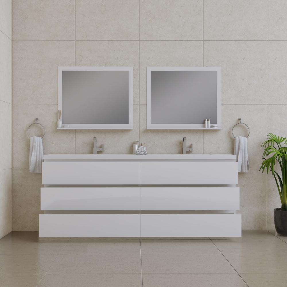 Paterno 84" Modern Freestanding Bathroom Vanity in White. Picture 4