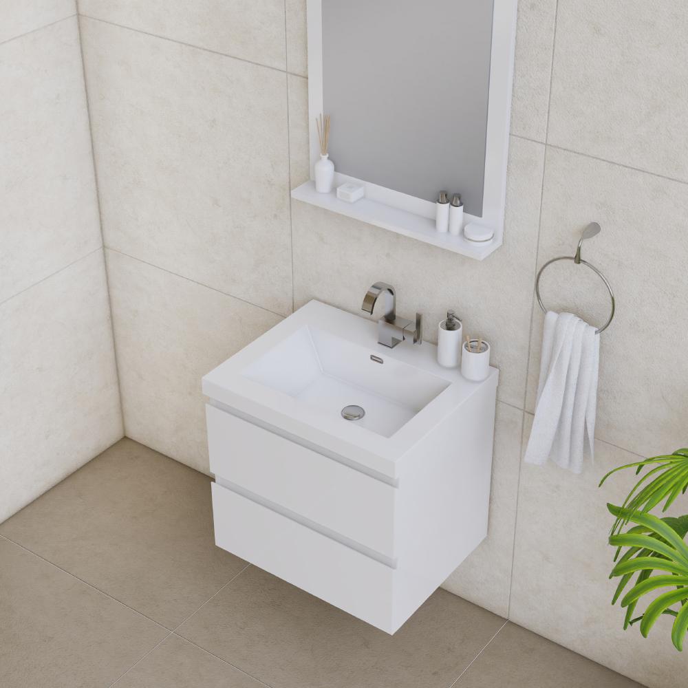 Paterno 24" Modern Wall Mounted Bathroom Vanity in White. Picture 3