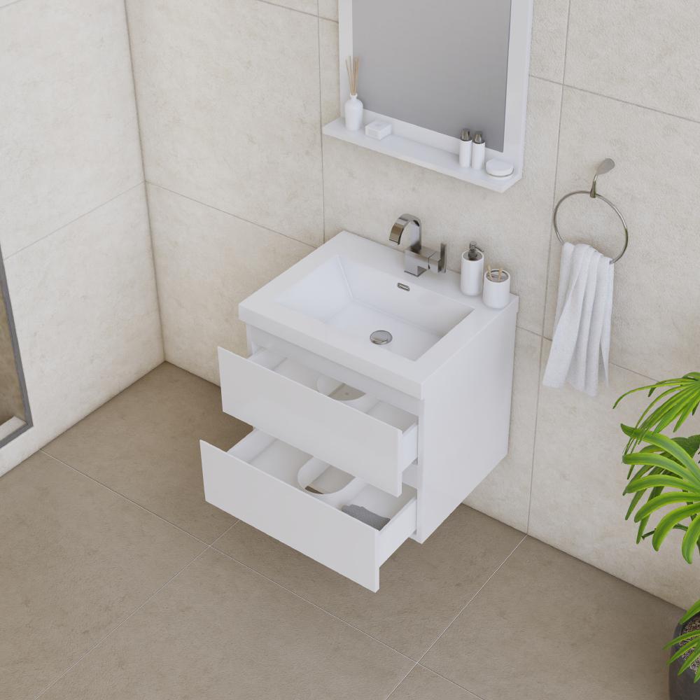 Paterno 24" Modern Wall Mounted Bathroom Vanity in White. Picture 5