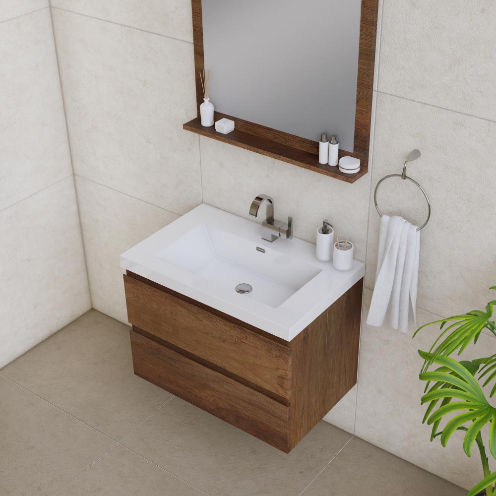 Paterno 30" Modern Wall Mounted Bathroom Vanity in Rosewood. Picture 3