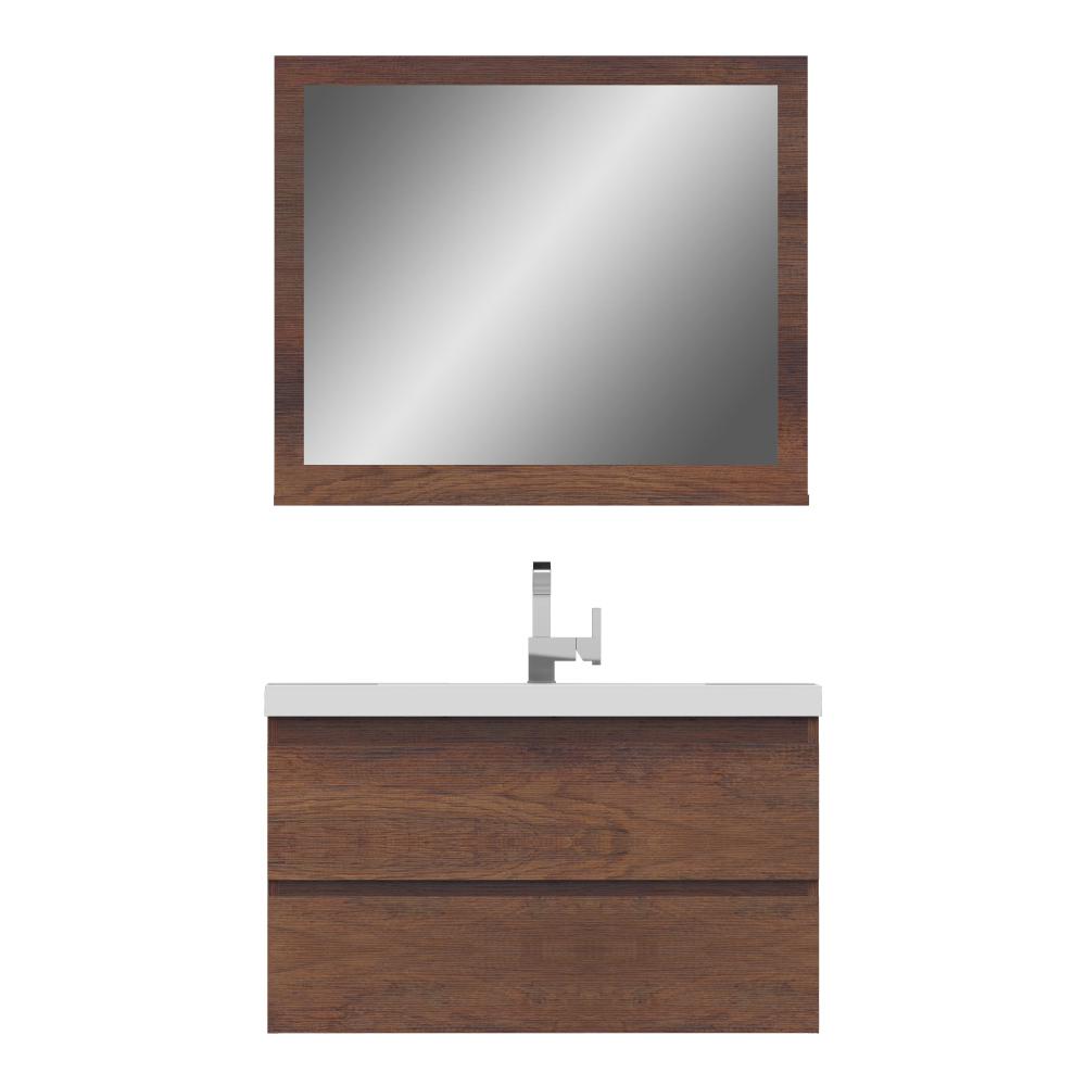 Paterno 36" Modern Wall Mounted Bathroom Vanity in Rosewood. Picture 6