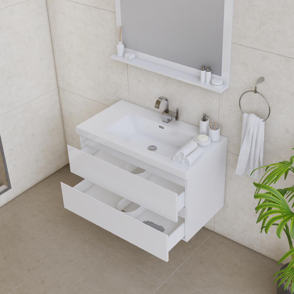 Paterno 36" Modern Wall Mounted Bathroom Vanity in White. Picture 5