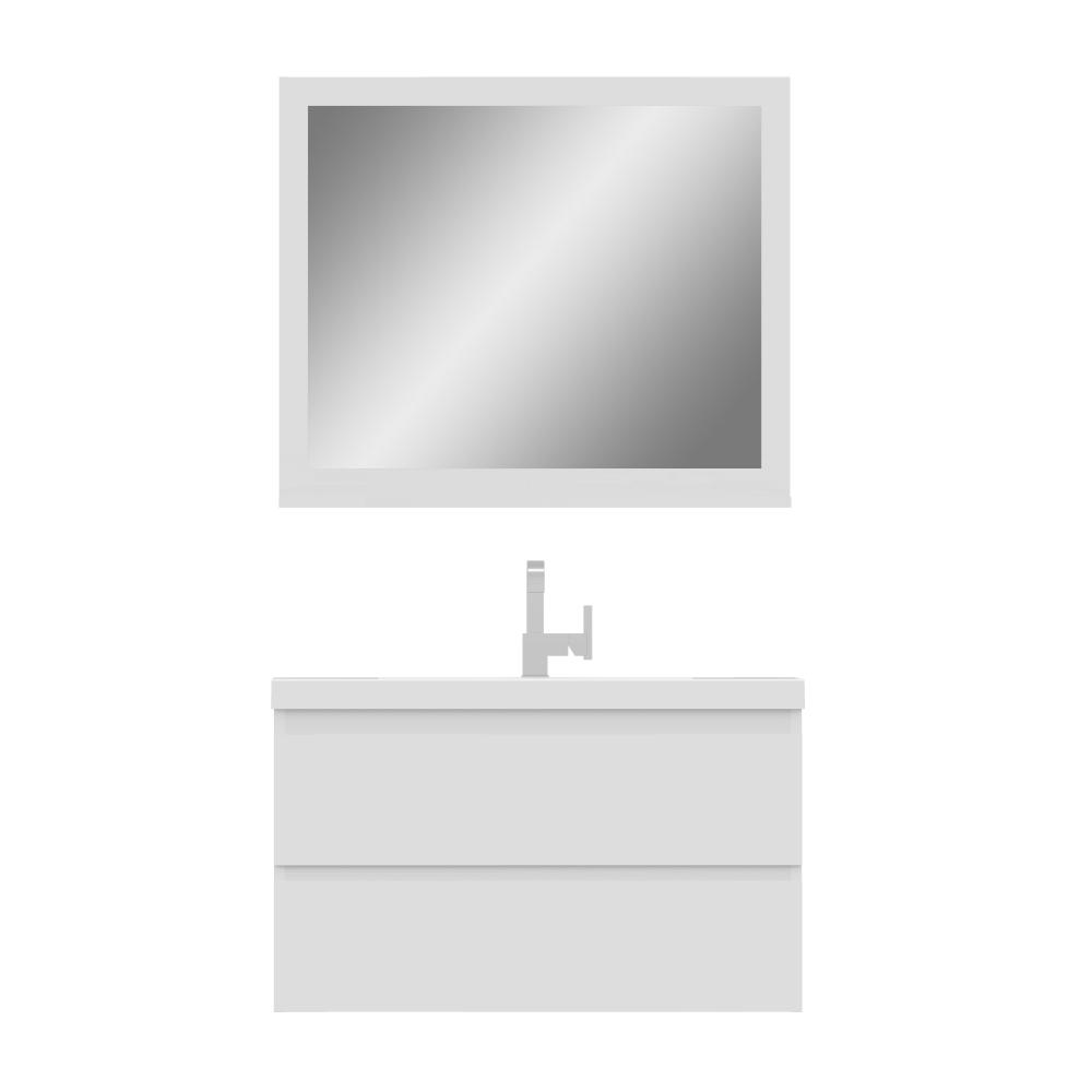 Paterno 36" Modern Wall Mounted Bathroom Vanity in White. Picture 6