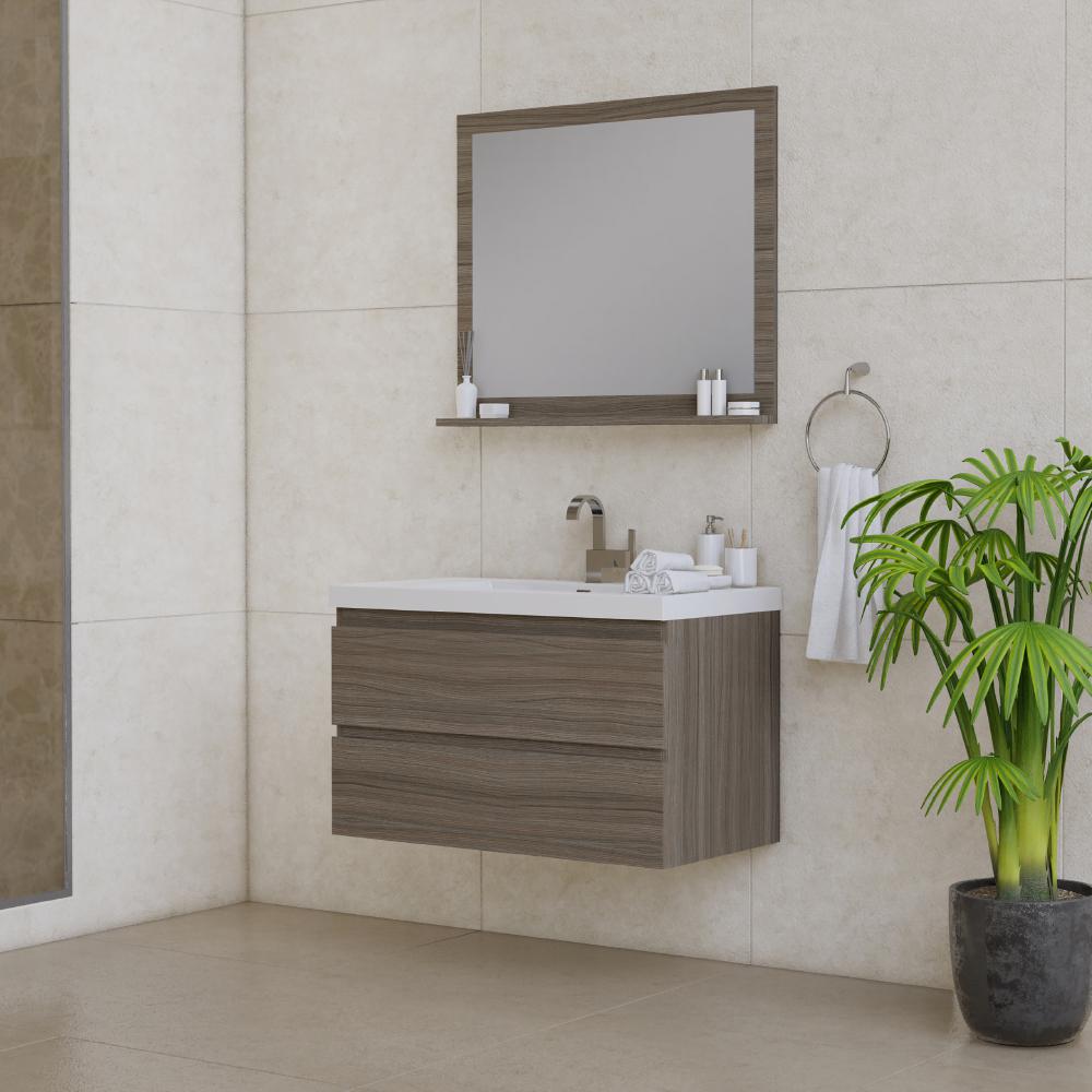 Paterno 42" Modern Wall Mounted Bathroom Vanity in Gray. Picture 2