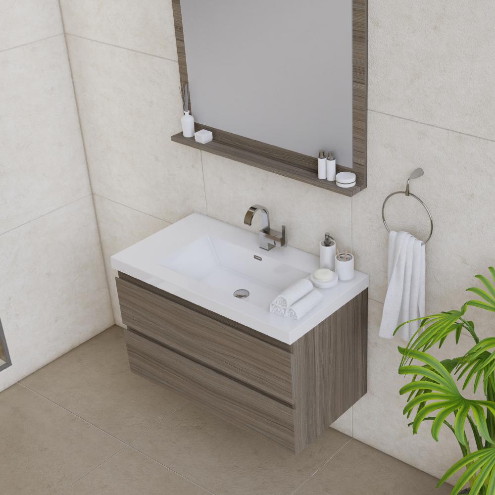 Paterno 42" Modern Wall Mounted Bathroom Vanity in Gray. Picture 3