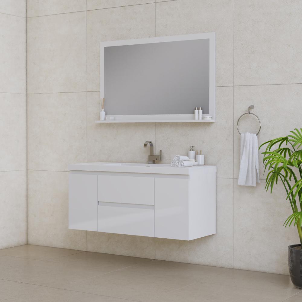 Paterno 48" Modern Wall Mounted Bathroom Vanity in White. Picture 2