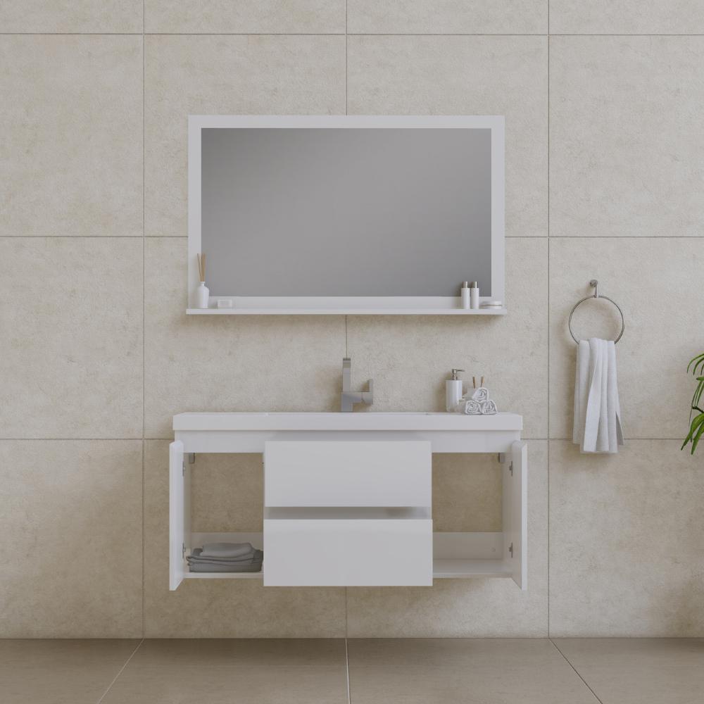 Paterno 48" Modern Wall Mounted Bathroom Vanity in White. Picture 4