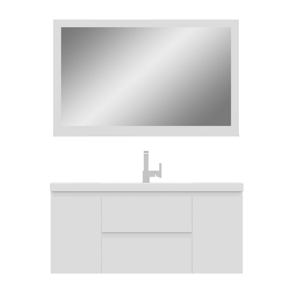 Paterno 48" Modern Wall Mounted Bathroom Vanity in White. Picture 6