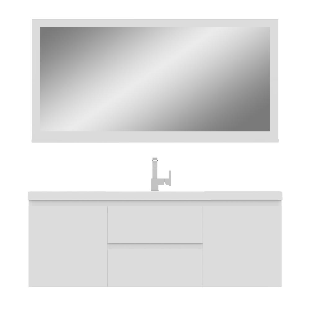 Paterno 60" Single Modern Wall Mounted Bathroom Vanity in White. Picture 4