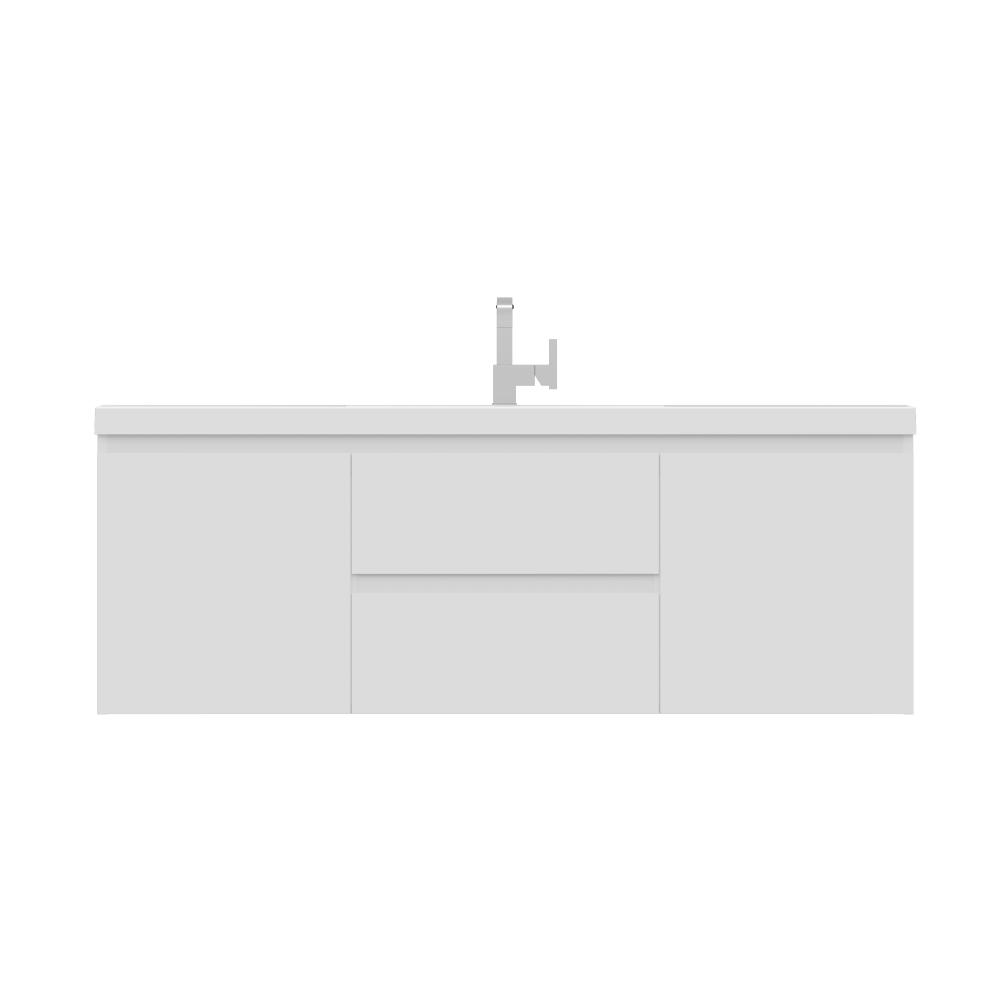 Paterno 60" Single Modern Wall Mounted Bathroom Vanity in White. Picture 3