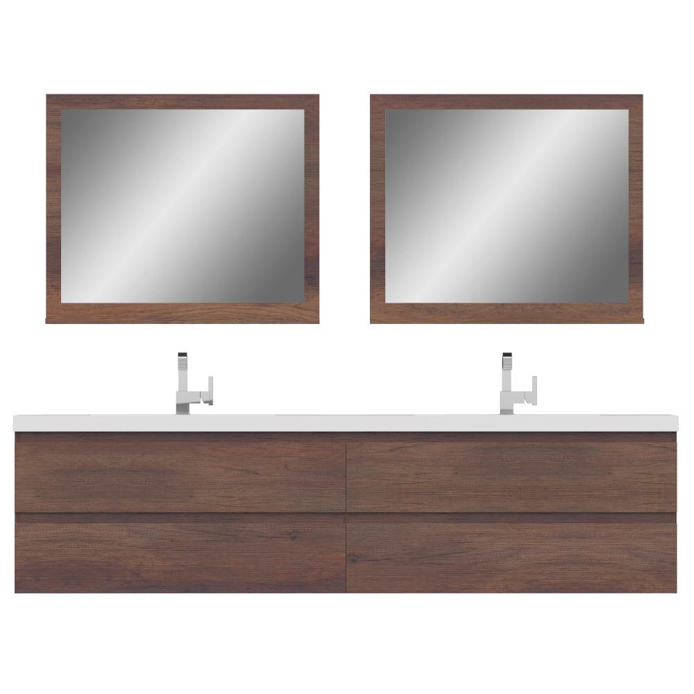 Paterno 84" Modern Wall Mounted Bathroom Vanity in Rosewood. Picture 6