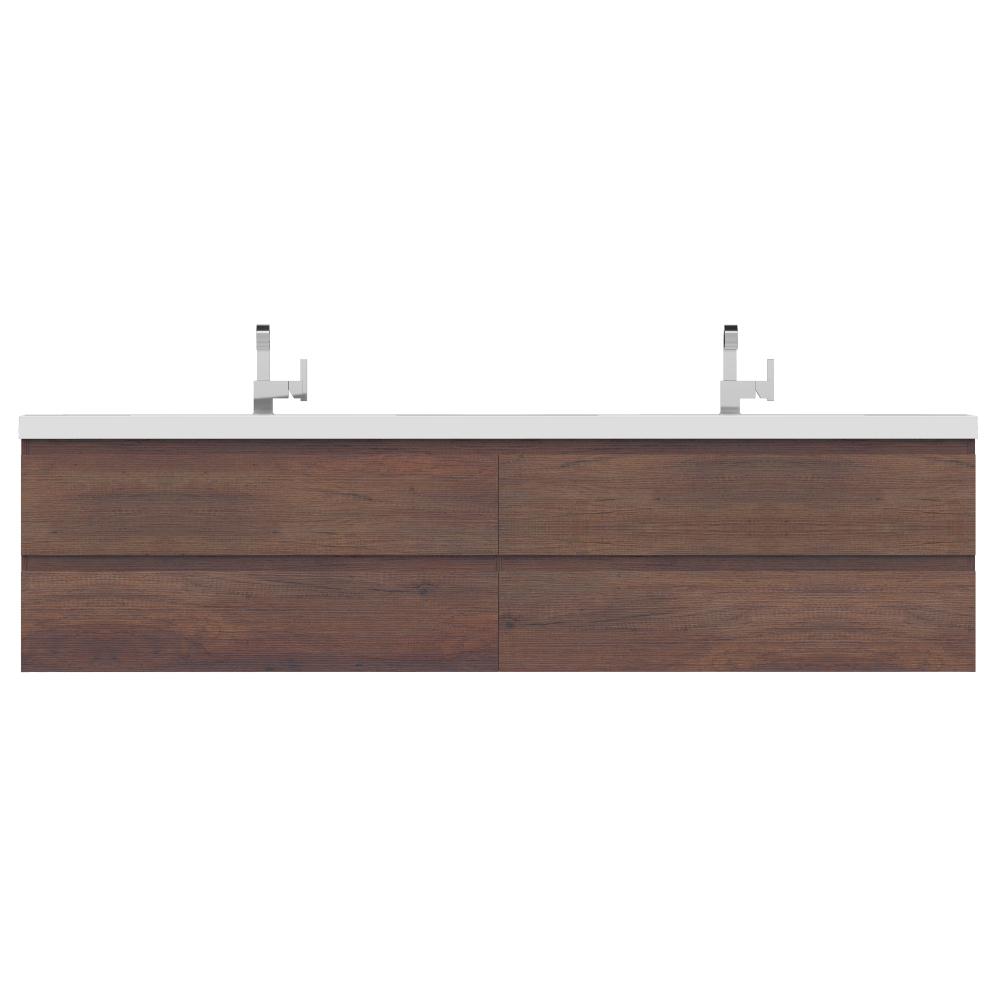 Paterno 84" Modern Wall Mounted Bathroom Vanity in Rosewood. Picture 1
