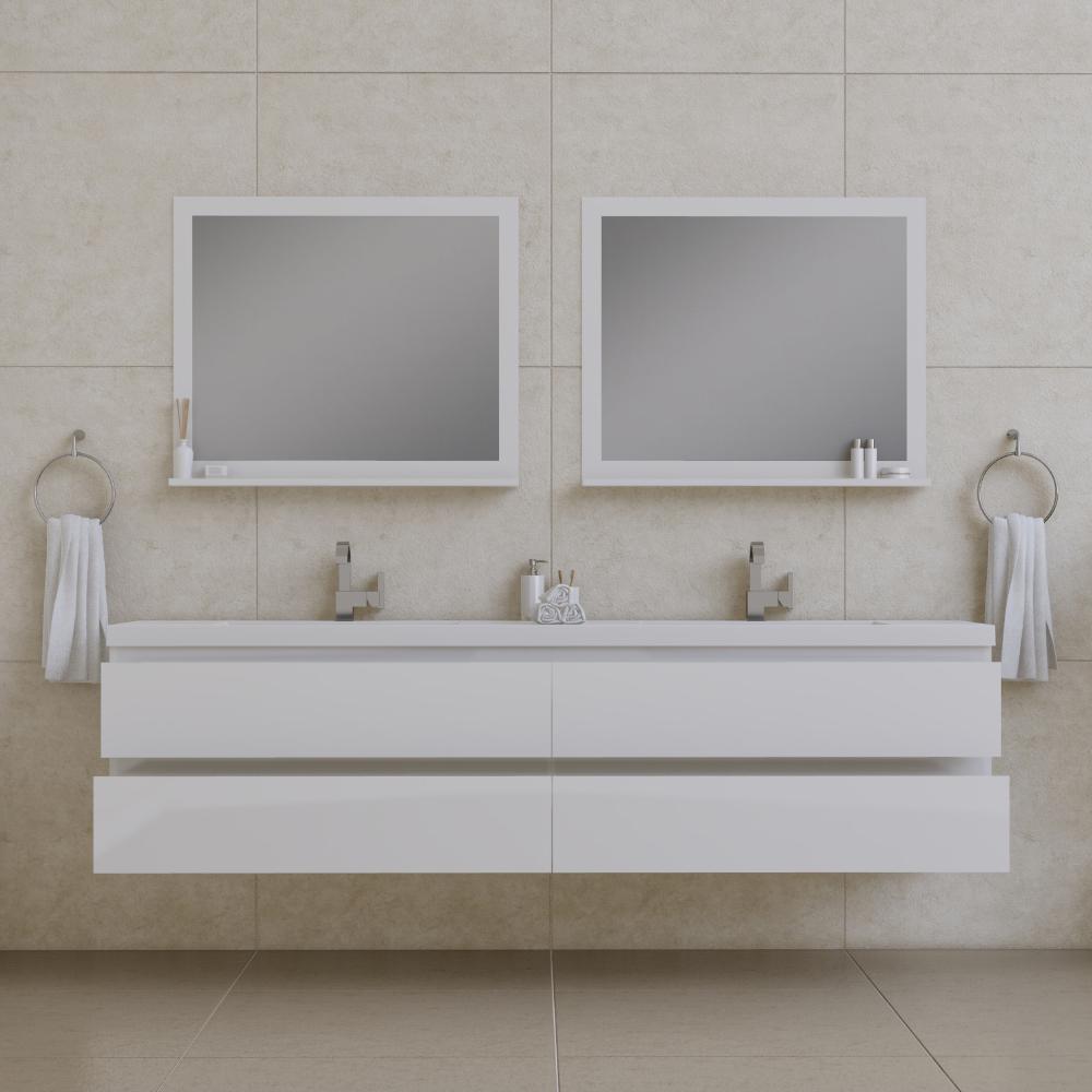 Paterno 84" Modern Wall Mounted Bathroom Vanity in White. Picture 4