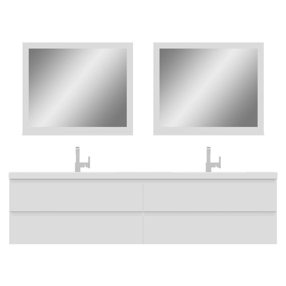 Paterno 84" Modern Wall Mounted Bathroom Vanity in White. Picture 6